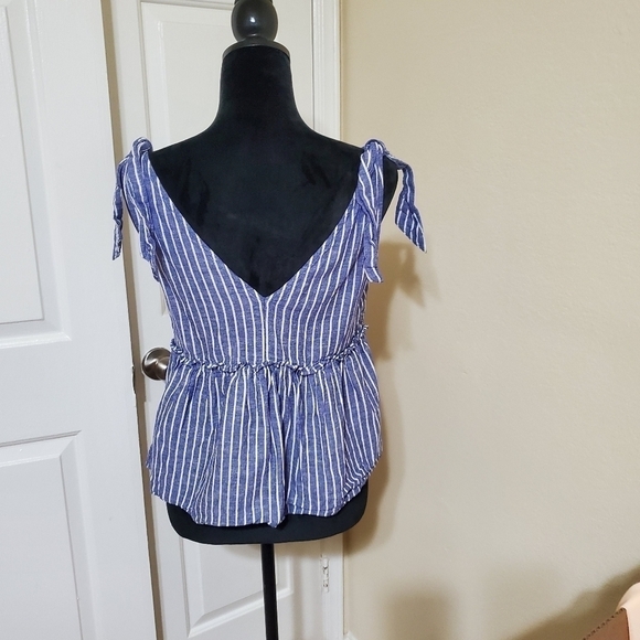 Womens Sleeveless Blouse Blue Stripes size S - Picture 3 of 5